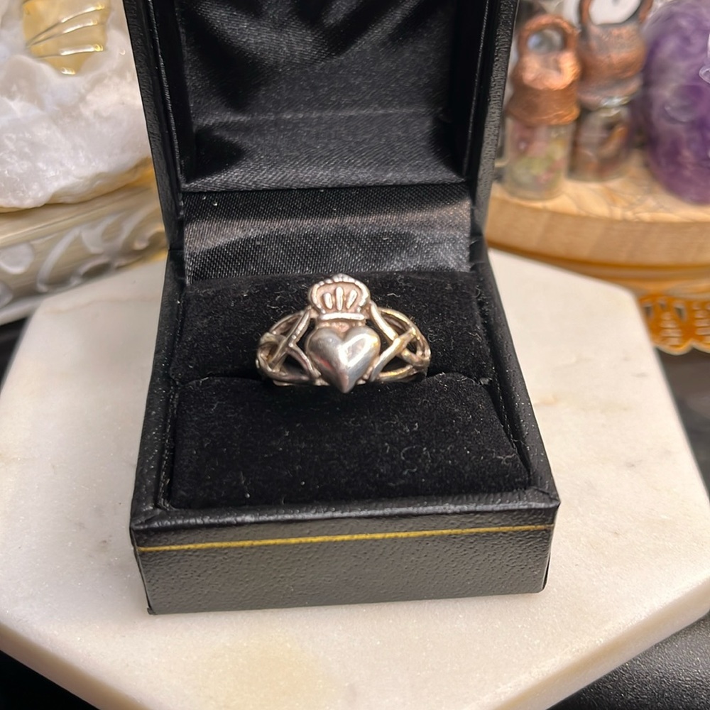 Claddagh Solid Silver Ring - image 1